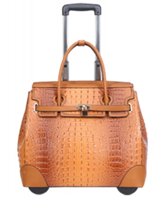 Fashion Faux Croc Rolling Luggage CY-8916 BROWN